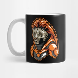 Lion cyborg illustration Mug